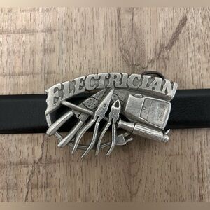Vintage 1991 Silver tone Electrician Belt Buckle novelty workwear electrical